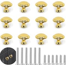12PCS Cabinet Knobs, Cabinet Pulls Inway Round Drawer Knobs Cabinet Hardware with Screws, for Kitchen Bedroom Furniture, Mirror Polish Gold