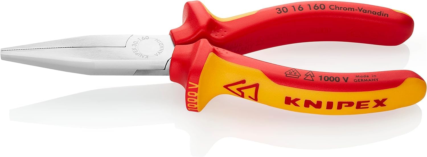 KNIPEX Alicate de boca larga cromado aislados con fundas multicomponentes, según norma VDE 160 mm, 30 16 160