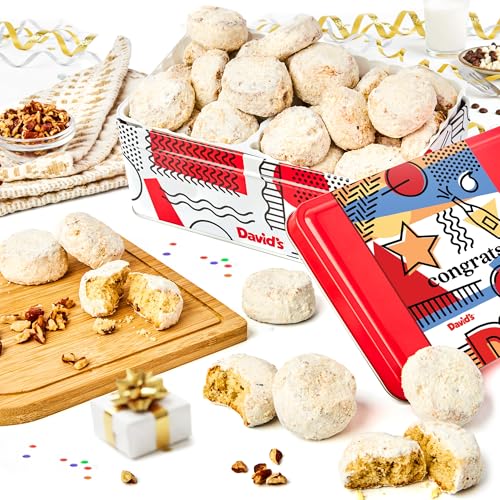 David's Cookies Congratulations Butter Pecan Meltaways Sweet Sampler Tin – 16oz Soft Gourmet Cookies with Crunchy Pecans – Bakery Dessert Gift Box for Celebrations, Appreciation and Special Occasions