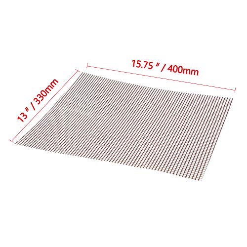 Copper BBQ Grill Mesh Mat-Set of 5 Non-Stick Reusable Heavy Duty 13x15.75 Inch Heat Resistant-Easy to Clean PTFE Coated Fiberglass Silicone Free-Suitable for Smoker, Pellet, Gas, Charcoal Grill