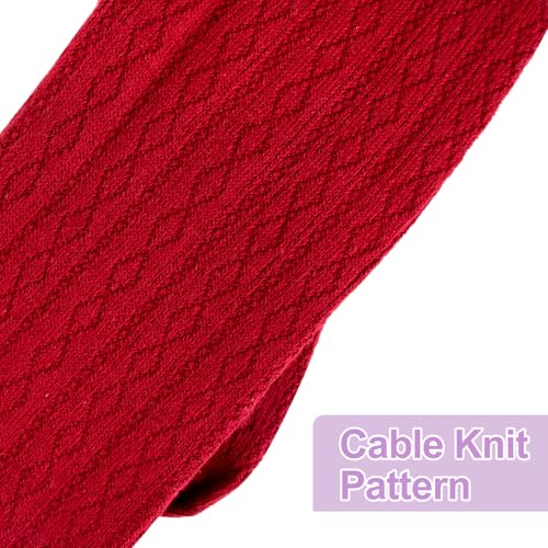 Meeshine 4 Pack Toddler Baby Girls Cable Knit Tights Cotton Winter Footed Seamless Solid Pantyhose Leggings Stocking for Kids4