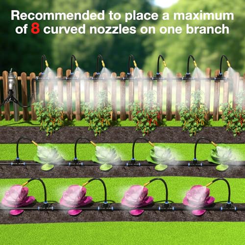 MIXC 100Ft 1/4" Drip Irrigation System,2025-Upgrade Garden Irrigation Kit with 16pcs Adjustable Copper Nozzles,Automatic Atomizing Watering Sprinkler System for Outdoor,Raisedbed,Lawn,Greenhouse - Image 5