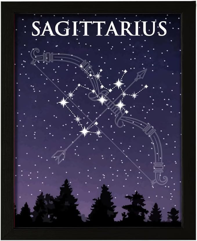 Designs ByLITA Sagittarius Zodiac Sign Night Sky, 11 x 14 Wall Print (Unframed) | Home and Office Decor | Astrology Star Sign Bedroom Decor