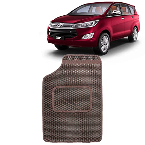 Image of Kingsway Dotted Design Car Floor Foot Mats Universal Fit for Toyota Innova Crysta, Model Year : 2015-2021, Water and Dustproof, Color Brown, Set of 5 Pieces