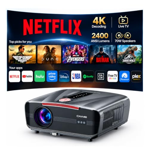 Image of Daytime Projector 4K 2400 ANSI [Auto Lens Cap] HDR10+ Ultra HD Smart Projector with AI-PQ ToF Autofocus HDMI eARC 64GB Dolby Audio for Movie Night Home Theater PS5 Gaming Daylight Viewing