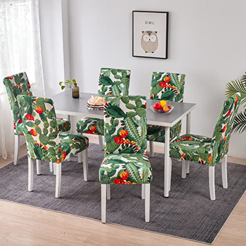 HZDHCLH Chair Covers Slipcovers 4/6 PCs Stretch Removable Washable Short Dining Chair Protector Cover Seat for Hotel,Dining Room,Ceremony (Cactus,4 PCS) - Image 4