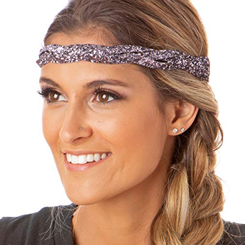 Hipsy Women's Braided Adjustable No Slip Cute Fashion Headband Braid Hairband (3Pk Braided Black/Rose Gold/Gunmetal) #TOP2