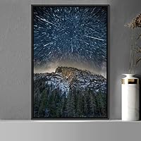 Framed Canvas Wall Art Night View Landscape Canvas Prints Home Artwork Decoration for Living Room,Bedroom - 16x24 inches