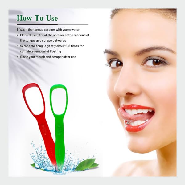 Image of Plastic Tongue Cleaner Soft Grip Fights Bad Breath Oral Health Care Tool for Adults and Kids Pack of 3 Pieces