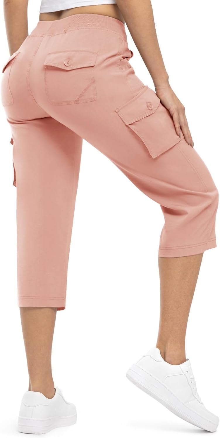 Rdruko Women's Cargo Capris Pants Lightweight Quick Dry Hiking Summer Casual Travel Pants with Pockets - Image 3