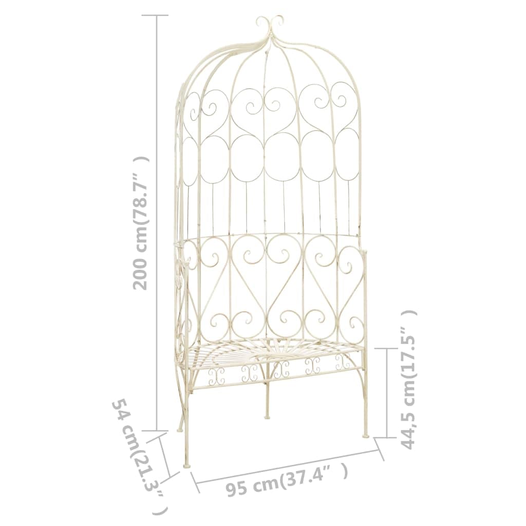 vidaXL Banco de Jardín Aspecto Antiguo Decoración Asientos Mobiliario del Exterior para Terraza Patio Porche Balcón Muebles Hogar 95 cm Hierro Blanco