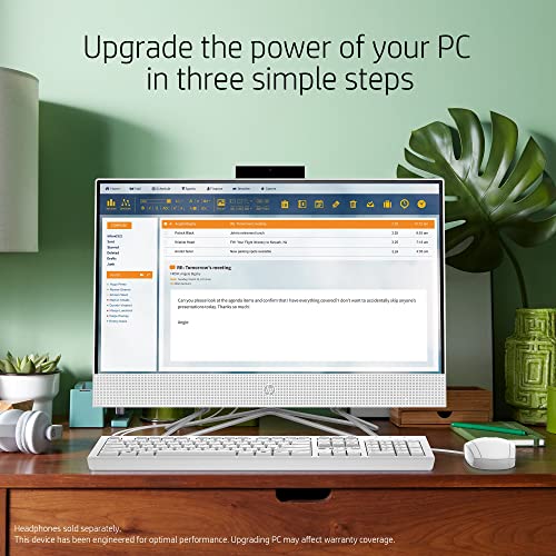 Image of HP 2022 All-in-One Desktop, 21.5 inch FHD Display, Intel Celeron G5905T, 8GB RAM, 256GB PCIe SSD, Webcam, WiFi, HDMI, RJ-45, Wired Keyboard&Mouse, DVD-RW, Windows 11 Home, White