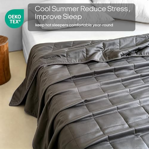 Image of ZonLi Cooling Weighted Blanket for Hot Sleepers, Rayon from Bamboo Viscose, Natural, Breathable Weighted Blanket for Adults Queen Size 80 inchx87 inch 20lbs, Grey