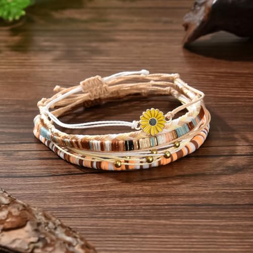 Image of Beach Summer Ankle Bracelet for Women Handmade Braided Adjustable String Anklets Waterproof Surfer Bracelet