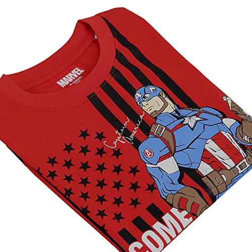 Image of Kidsville Captain America Printed Regular Fit Red Cotton Boy's T-Shirt