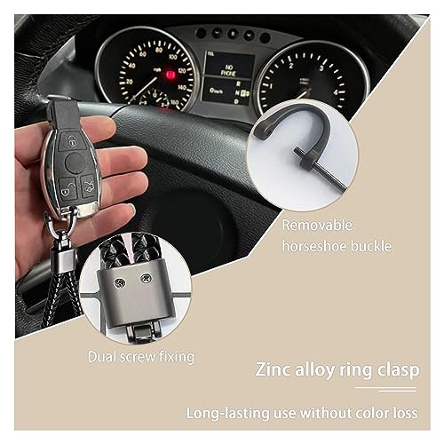 Augeny Chaveiro de carro de couro de microfibra trançado, chaveiro de corda de tecelagem com anel D