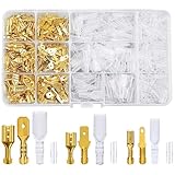 平型端子 360個 平端子セット 真鍮 110型 187型 250型 オス メス ファストン端子 ギボシ端子 絶縁スリーブ カバー付き 接続 圧着 端子セット コネクター 自動車 バイク スピーカー