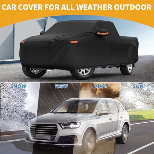 Image of Car Cover Waterproof All Weather Sun Rain Protection Full Exterior Cover for Dodge for Ram Black with Left Side Zippers