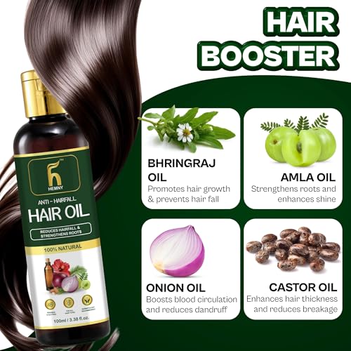 Image of Anti Hairfall Hair Oil For Men & Women | Promotes Hair Growth & Reduces Hair Fall | With Hibiscus, Almond,Castor, Amla, Neem,Coconut and Bhringraj Oil | | 100 ml