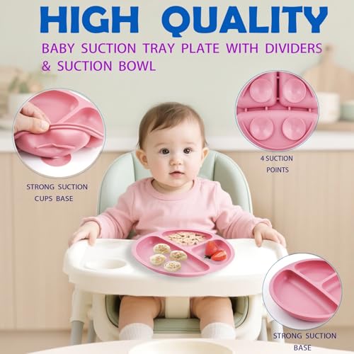 Image of 8 Pcs Silicone Baby Feeding Set | Suction Plate & Bowl | Cup, Spoon & Fork | BPA Free
