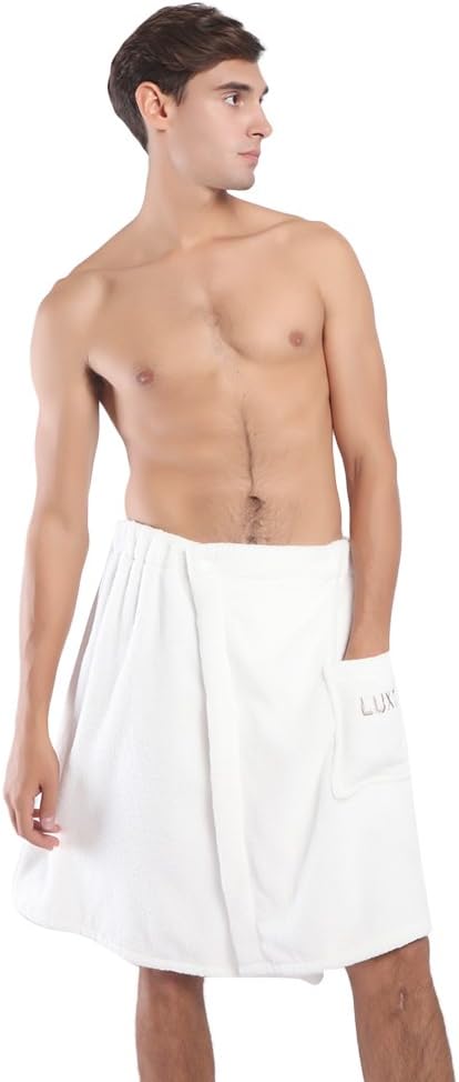 Towel Master Men's towel wrap,bath wrap Long-staple Cotton (White)