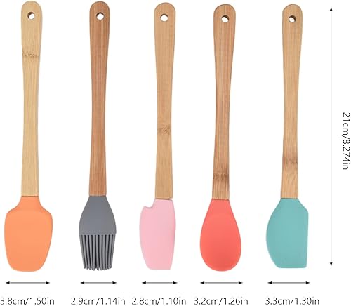 Miniatura 3 de Juego de herramientas para hornear, 5 piezas de utensilios de silicona duraderos para hornear con mango para pasteles, pan, galletas, mousse,