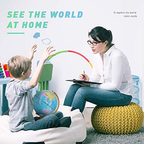 Illuminated Globe Lamp of The World with Stand - Size 8" - Globe for Kids Globe lamp Geographic Globe with LED Light Illuminated 2-in-1 Desktop World Globe Discovery Educational World Globe.