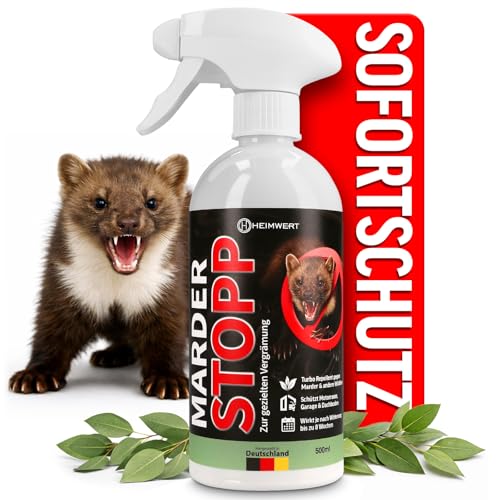 Heimwert Marderabwehr Spray -Wirkt sofort mit Langzeitformel- Hochwirksamer Marderschreck für Auto Dachboden und Garage I Marderschreck Auto - Anti Marder Spray und Marderschutz für Auto (500ml)