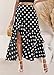 BTFBM Women 2025 Summer Fall Boho Long Skirts Dress Floral Print Elastic Waist Split Ruffle High Low Beach Maxi Skirt(Polka Dot Black, Small)