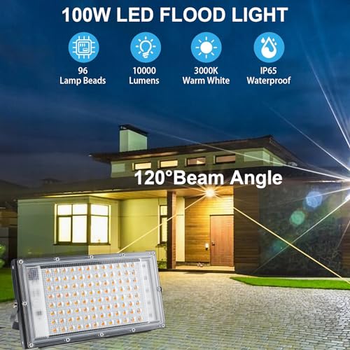 Spot LED exterieur puissant contre l'obscurite projecteur 100W de securite etanche - 2