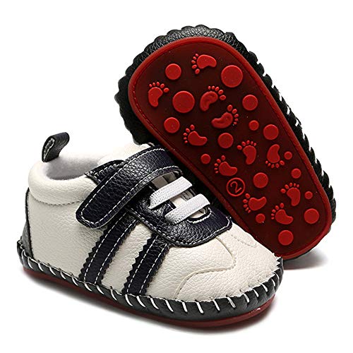 Image of HsdsBebe Baby Boys Girls Pu Leather Hard Bottom Walking Sneakers Toddler Rubber Sole First Walkers Infant Cartoon Slippers Crib Shoes