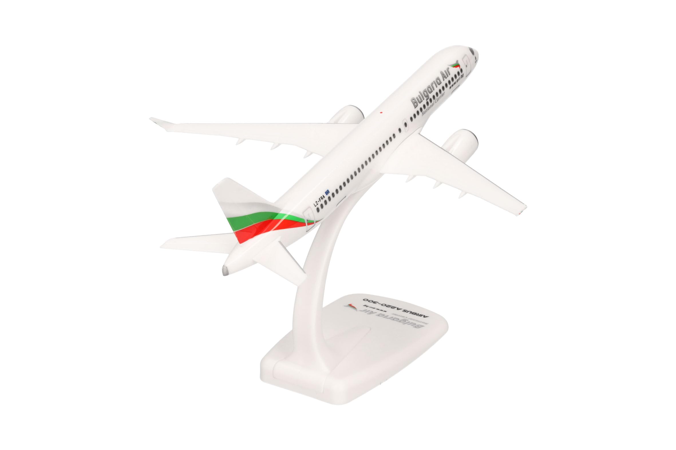 Herpa modello di aereo Bulgaria Air Airbus A220-300, in scala 1:200 - Snap-Fit, pezzo da collezione, miniatura deco, statuetta con supporto in plastica