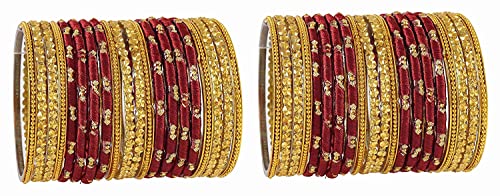 Image of NMII Acrylic (Plastic) With Silk Thread & Beads Studded Worked Glossy Finished Kada Set For Women and Girls