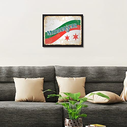 Impression toile drapeau Madagascar encadrée finition premium 40x50cm