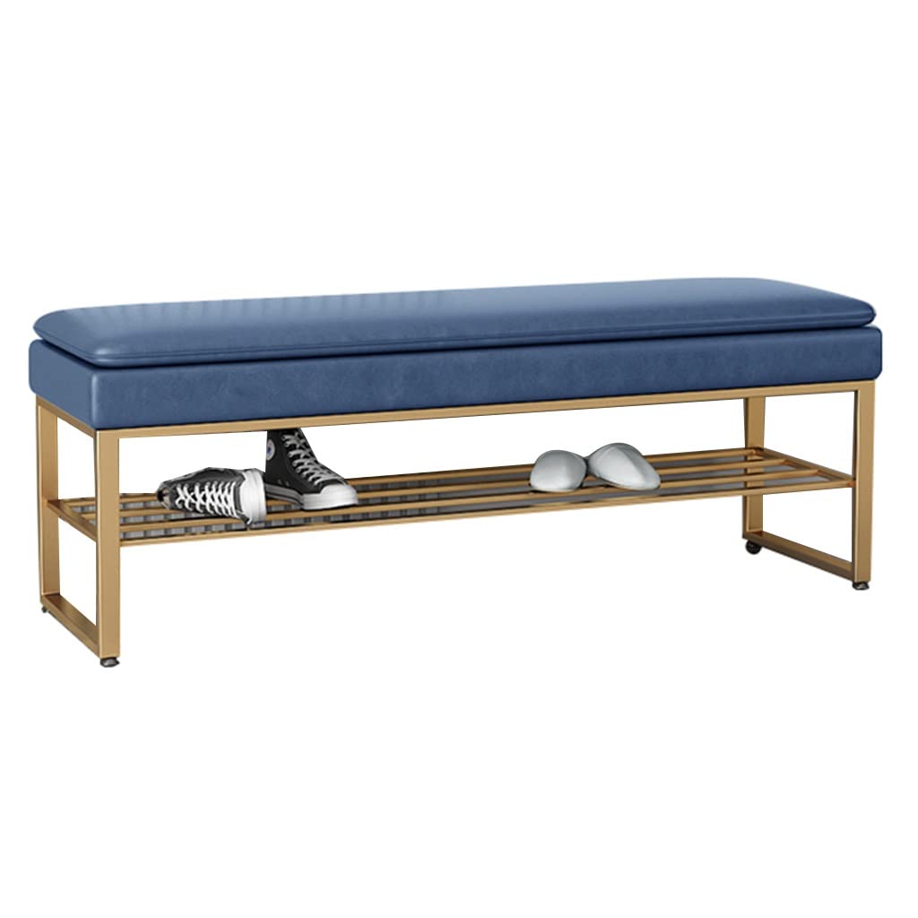 Banc de rangement pour chaussures bleu idéal pour un couloir toujours ordonné