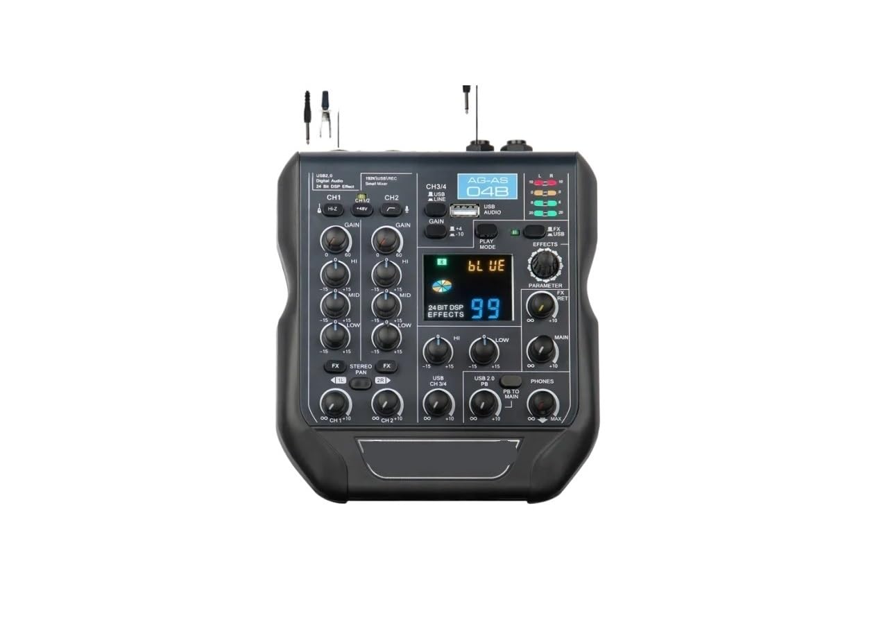 Mixer audio a 4 canali 99 effetti DSP Riproduzione PC Bluetooth Console di missaggio registrazione USB