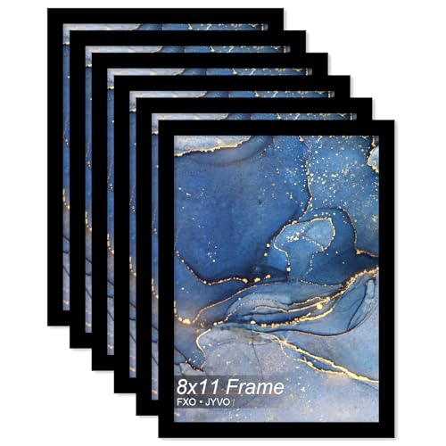 8x11 Picture Frame Set of 6, Black Frame for 8 x 11 Inch Picture Poster Photo, Light Weight and High Transparent 8 by 11 Frame for Wall - 6 Pack/Black/8"x11"