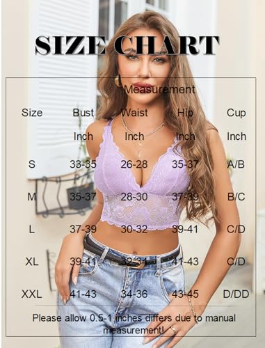 Image of Avidlove Bralettes for Women Lace Wireless Bra V Neck Racerback Crop Top Adjustable Lingerie No Padded