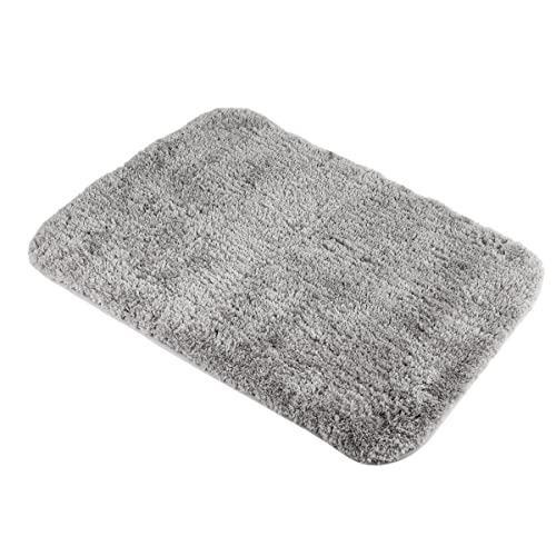 SEISSO Tapis de Bain Tapis de Salle de Bain Antidérapant Tapis de Douche Absorbant Tapis de Bain à Polis Longs en Microfibre Douce Tapis de Chambre Lavable en Machine,Gris+40cm Cover