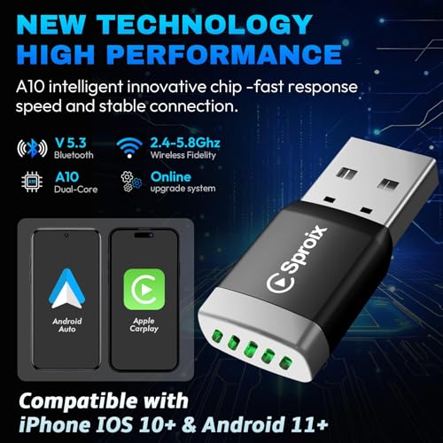 Image of Wireless Carplay Adapter for Apple iPhone iOS 10+ ＆ Android Mini Ultra-Compact USB-A Dongle Converts Wired to Wireless Car Play Adapter Plug & Play Fast Auto Connection for Cars 2016+