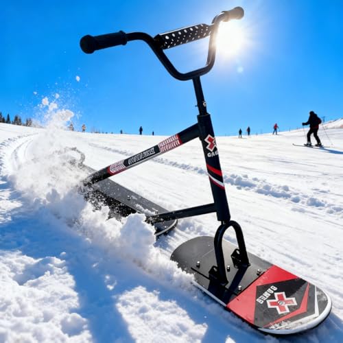 SAIYERUS Trottinette des Neiges Adulte/Skis - Luge de Snowboard Débutant avec Direction 360° & Capacité de 150kg, Snowmobile Tout-Terrain pour Adultes & Enfants -...
