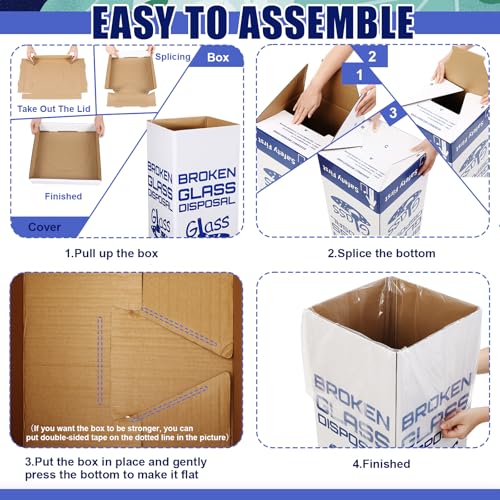 Image of Resurhang 10 Sets Cardboard Broken Glass Disposal Box Floor Model Laboratory Safe Trash Can for Glass Sharps Disposable Garbage Disposal Container Cartons Trash Bins (12 inch L X 12 inch W X 27 inch H)