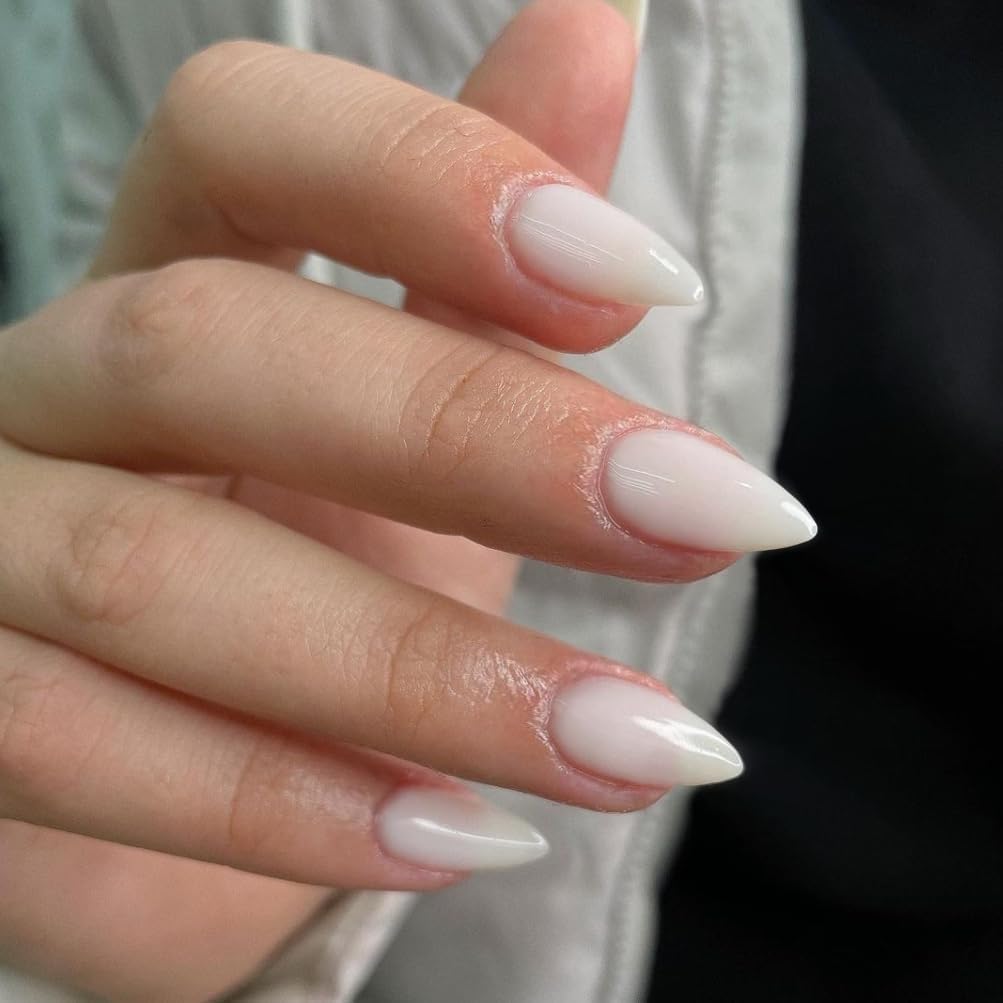KQueenest 30 Pcs White Press on Nails Short Almond, Short False Nails Almond - Image 2