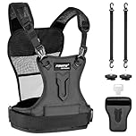 FOMITO Camera Chest Harness System, Multi-Camera Carrying Vest with Side Holster, Black, Compatible with Canon Nikon Sony Panasonic Olympus DSLR