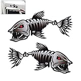 VORCOOL Packung mit 2 Skeleton Fischknochen Vinyl Aufkleber Sticker Kayak Fischerboot Car Graphics