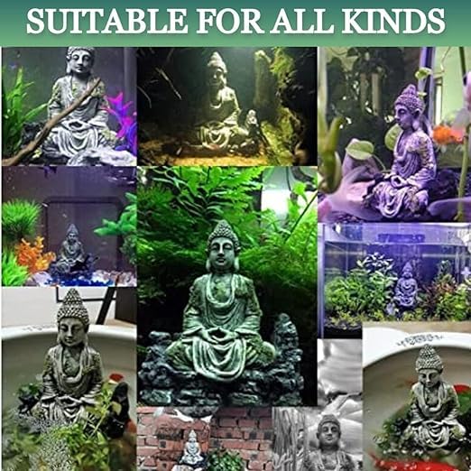 Image of Mistletoe Handcrafted Antique Meditation Buddha Statue for Aquarium | Pond Fountains and Fish Tank Decor | Eco-Friendly Resin | Antique Positive Buddha Ornament (14L x 10W x 7H CM)