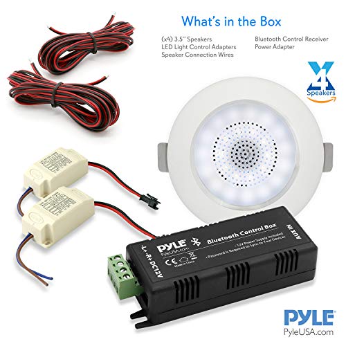 Pyle 3.5” Ceiling Wall Mount Speakers - 2-Way Full Range Sound Stereo Speaker Flush Design W/Bluetooth Led Light Aluminum Frame Housing 60Hz - 20Khz Frequency Response & 280 Watts Peak Pdic4Cbtl35B #TOP6