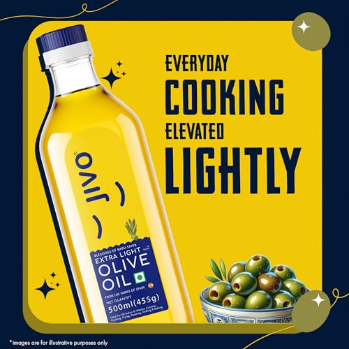Image of Jivo Extra Light Olive Oil 500ml | Imported from Spain | Everyday Use for Cooking, Dressings, Salad, Soups, Dips, and Marinades | Light, Flavorful High MUFA & Rich in Antioxidants