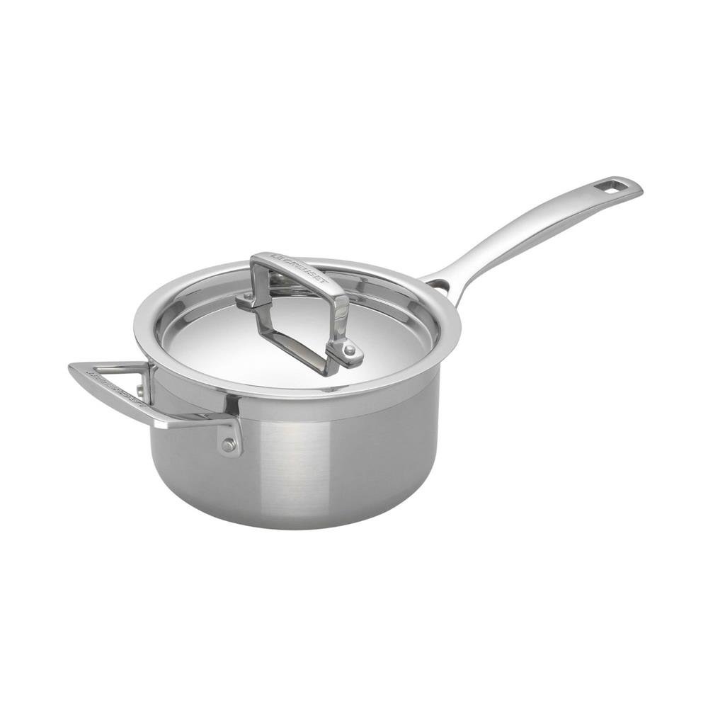 Le Creuset Casseruola manico lungo con coperchio in acciaio inox, diameter 20 cm, Volume 3.8L, Ottimale per Tutte le Fonti di Calore, Induzione Inclusa, 96200920001000