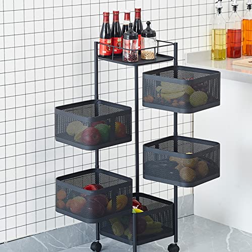 Luchs Universeel multifunctioneel rek, keukenrolwagen, fruitmand, opbergdoos, keukenrek, organizer voor keuken, badkamer, kinderkamer en kantoor op wielen, wit (5 vakken